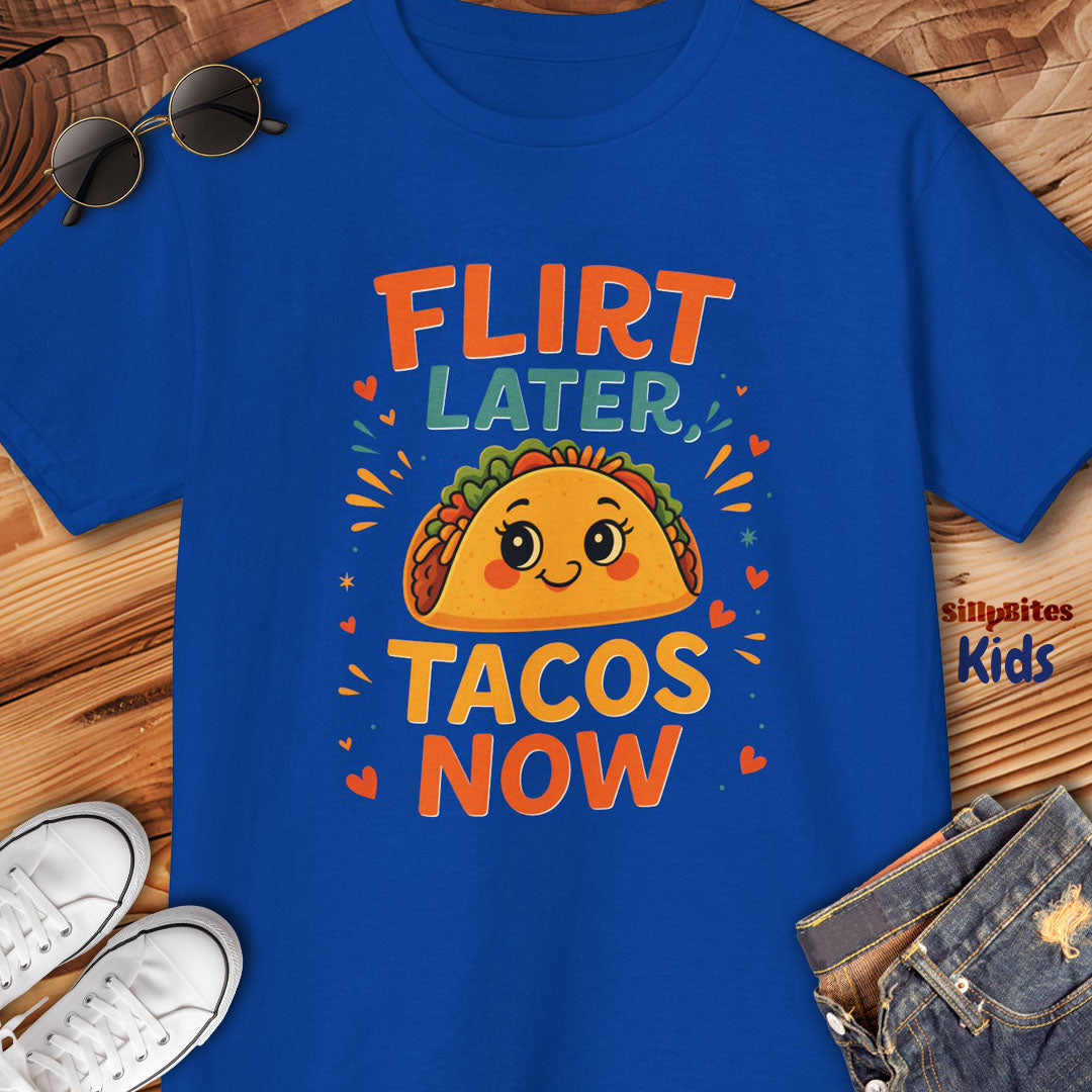 Flirt Later Tacos Now Kids T-Shirt