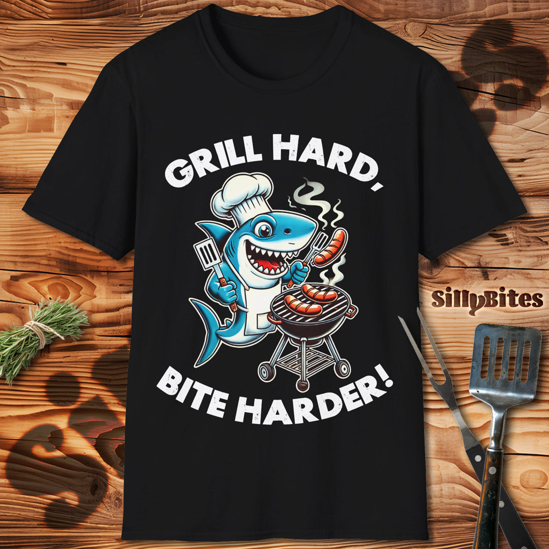 Funny Shark Grilling BBQ T-Shirt - Unisex