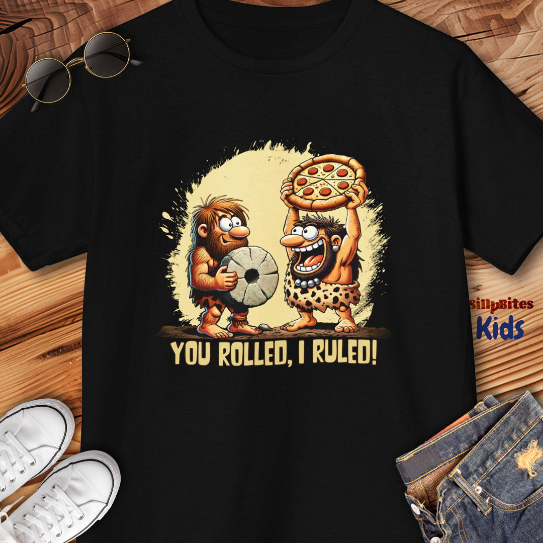Funny Caveman Pizza Kids T-Shirt