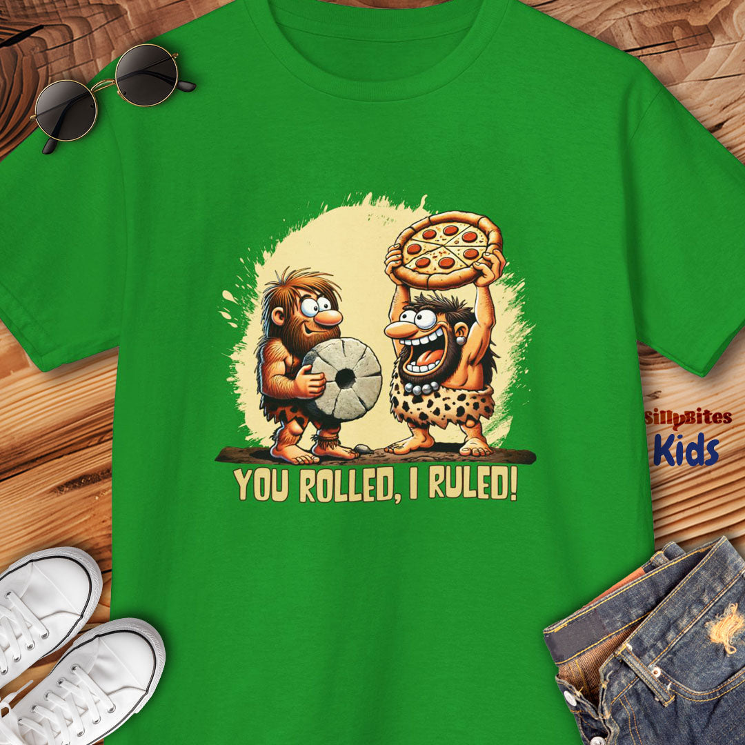 Funny Caveman Pizza Kids T-Shirt