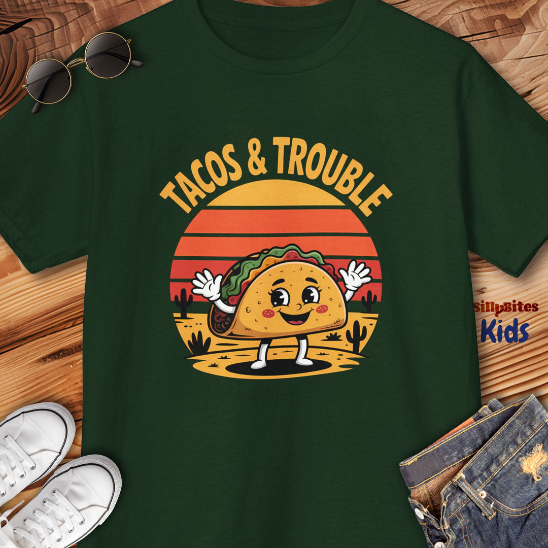 Girls Tacos And Trouble Kids T-Shirt
