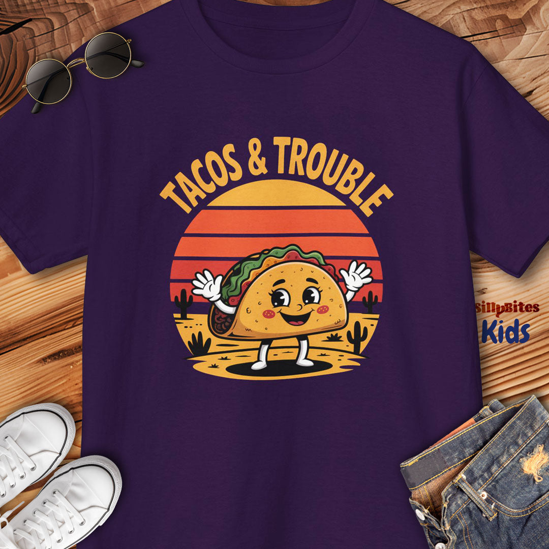 Girls Tacos And Trouble Kids T-Shirt