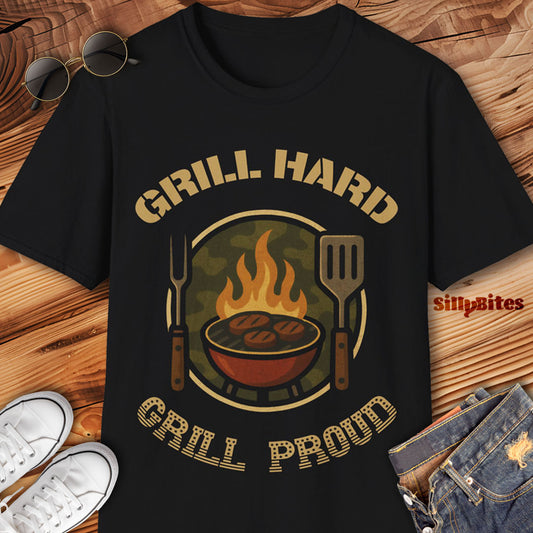 Army Dad Grill Hard, Grill Proud T-Shirt - Unisex