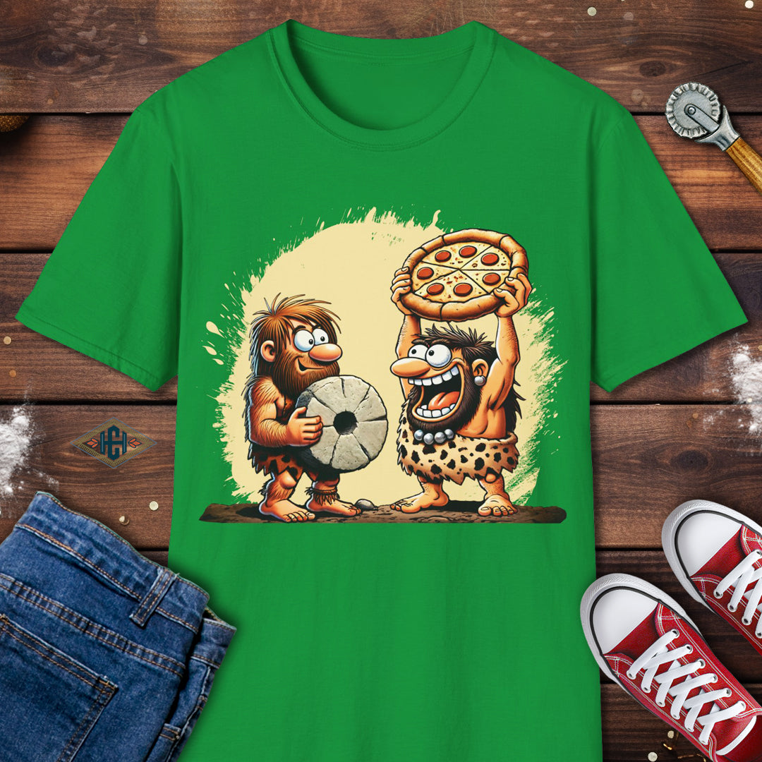 Funny Cavemen Pizza Invention T-Shirt