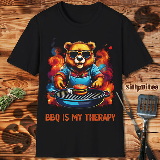 BBQ Therapy Funny Bear Grilling T-Shirt - Unisex