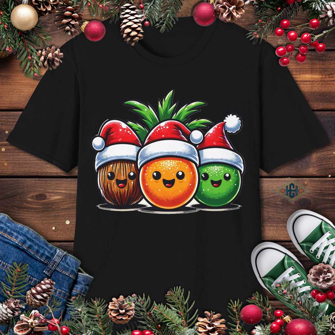 Kawaii Tropical Fruits Christmas T-Shirt