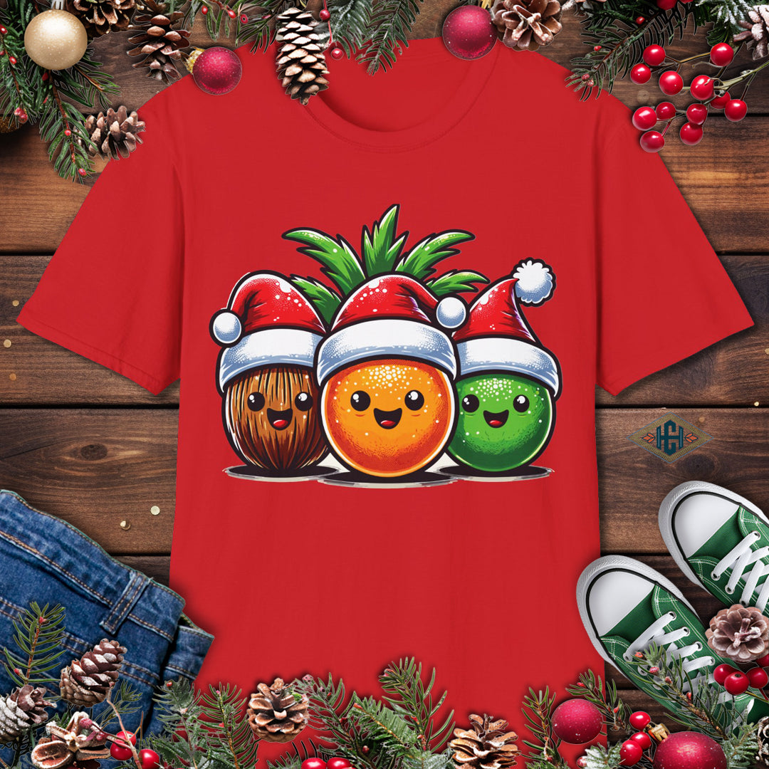 Kawaii Tropical Fruits Christmas T-Shirt