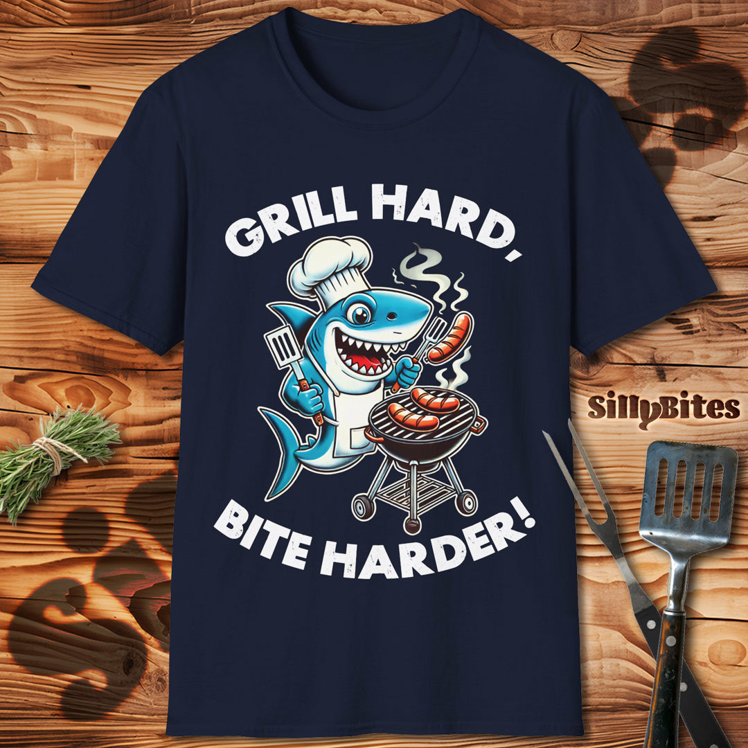 Funny Shark Grilling BBQ T-Shirt - Unisex