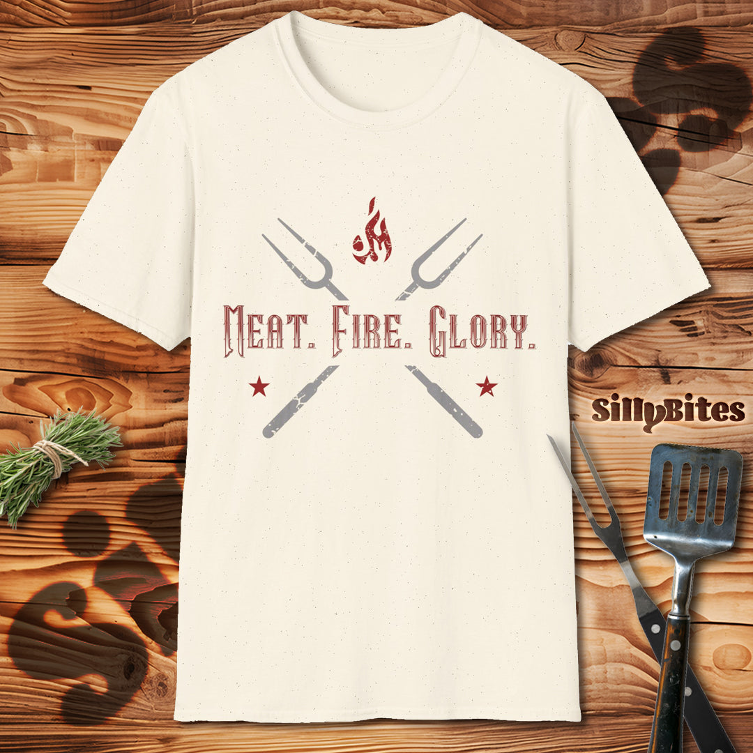 Meat, Fire, Glory, BBQ Lover T-Shirt - Unisex