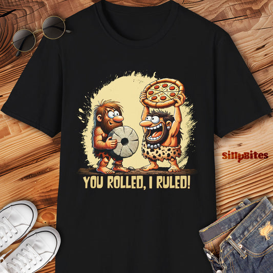 Funny Cavemen Pizza T-Shirt - Unisex