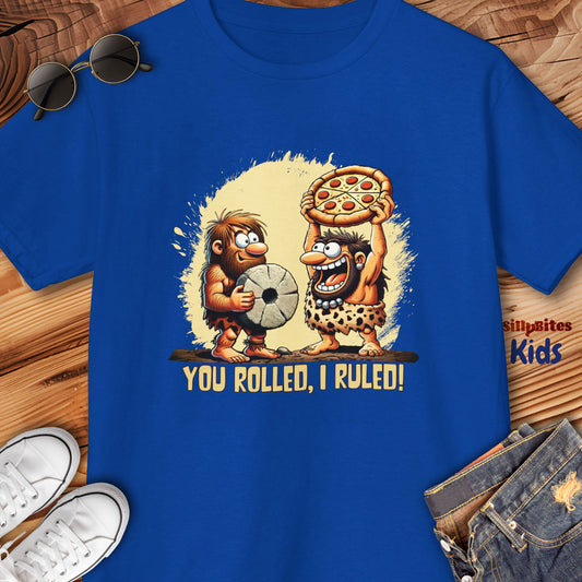 Funny Caveman Pizza Kids T-Shirt